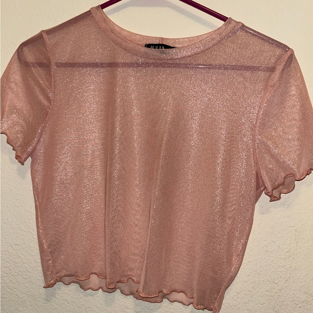 Sheer Pink Glitter Top